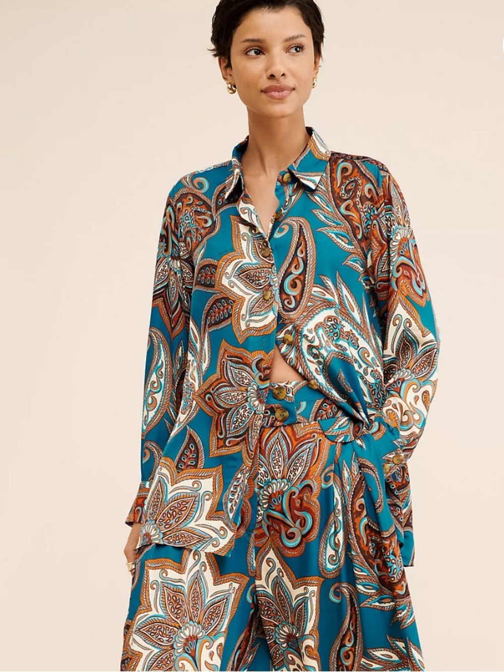 Farm Rio Paisley Button-Down Shirt